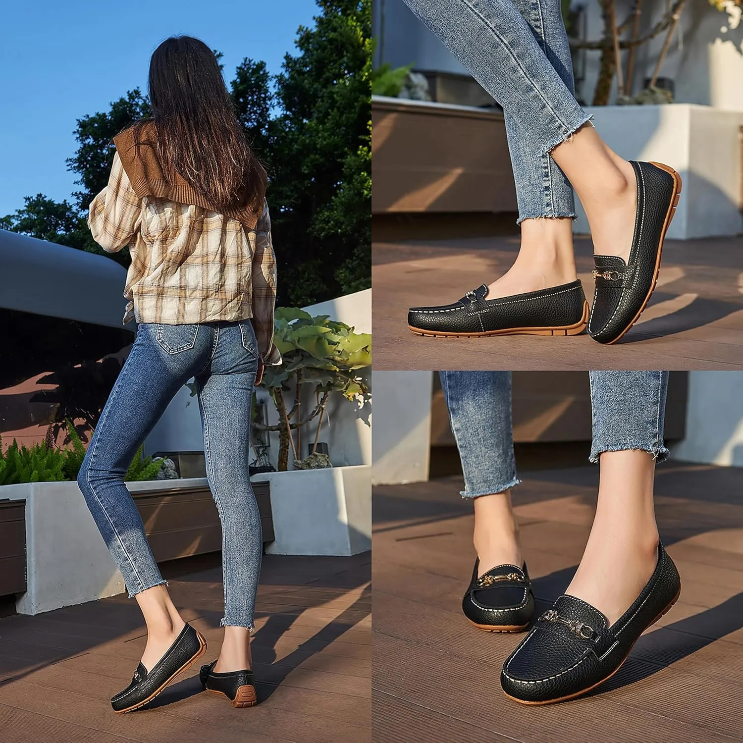 Women's Comfortable & Lightweight Leather Loafers Slip-Ons Driving Mocs Walking Shoes Cute Business Casual Dress Shoes Work Flats for Women