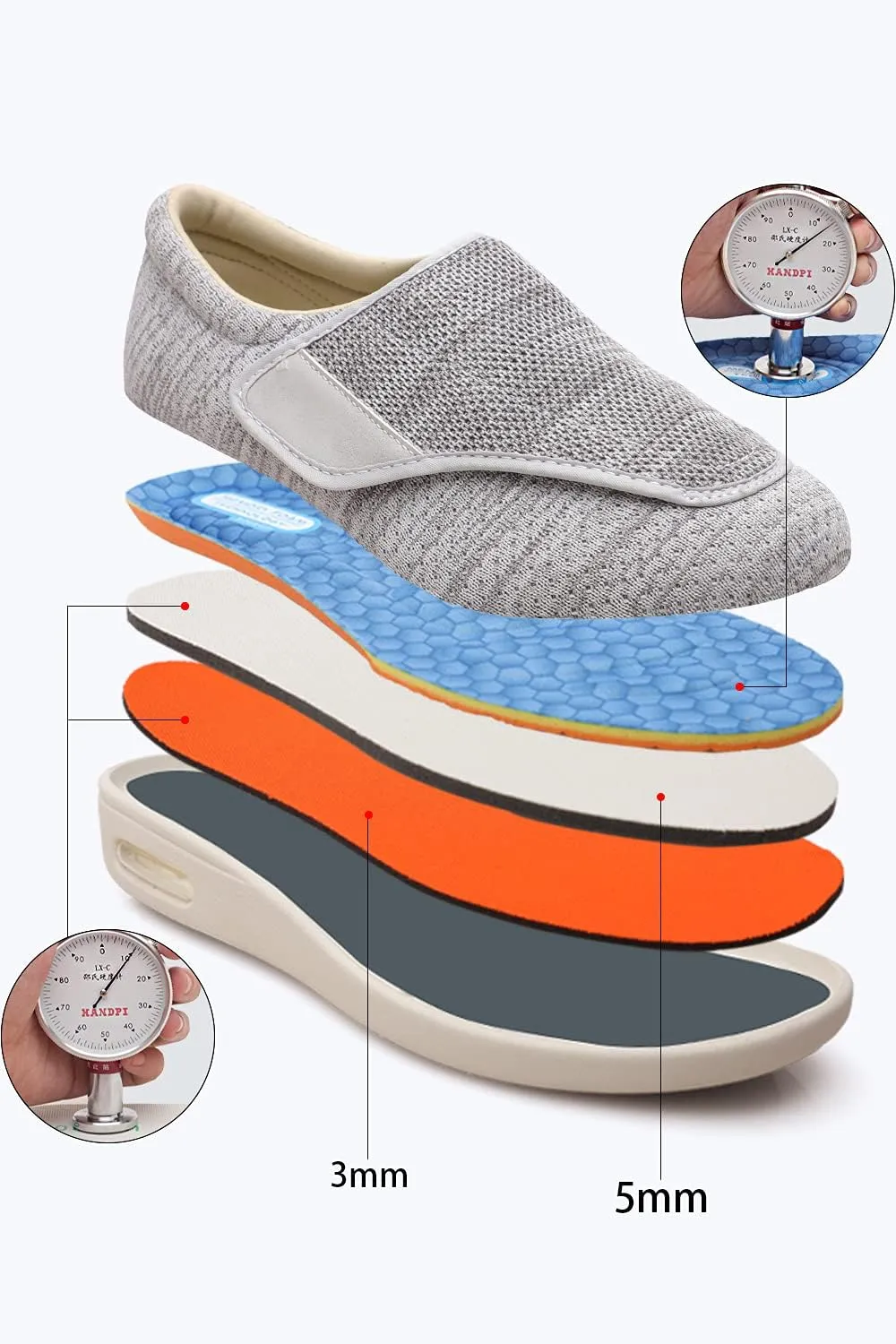 Women's Diabetic Shoes for Women Casual Adjustable Walking Shoes Wide Shoes for Elderly Swollen Feet Non-Slip Air Cushion Bottom Fattening and Widening