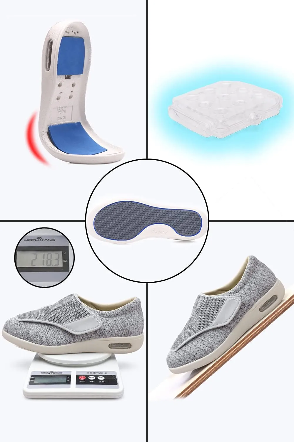 Women's Diabetic Shoes for Women Casual Adjustable Walking Shoes Wide Shoes for Elderly Swollen Feet Non-Slip Air Cushion Bottom Fattening and Widening