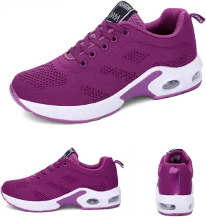 Women's Flying Knit Running Shoes - Lightweight Lace-up Sneakers for Daily Walking and Work, Garden Shoes