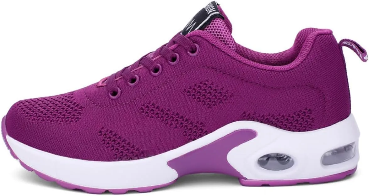 Women's Flying Knit Running Shoes - Lightweight Lace-up Sneakers for Daily Walking and Work, Garden Shoes