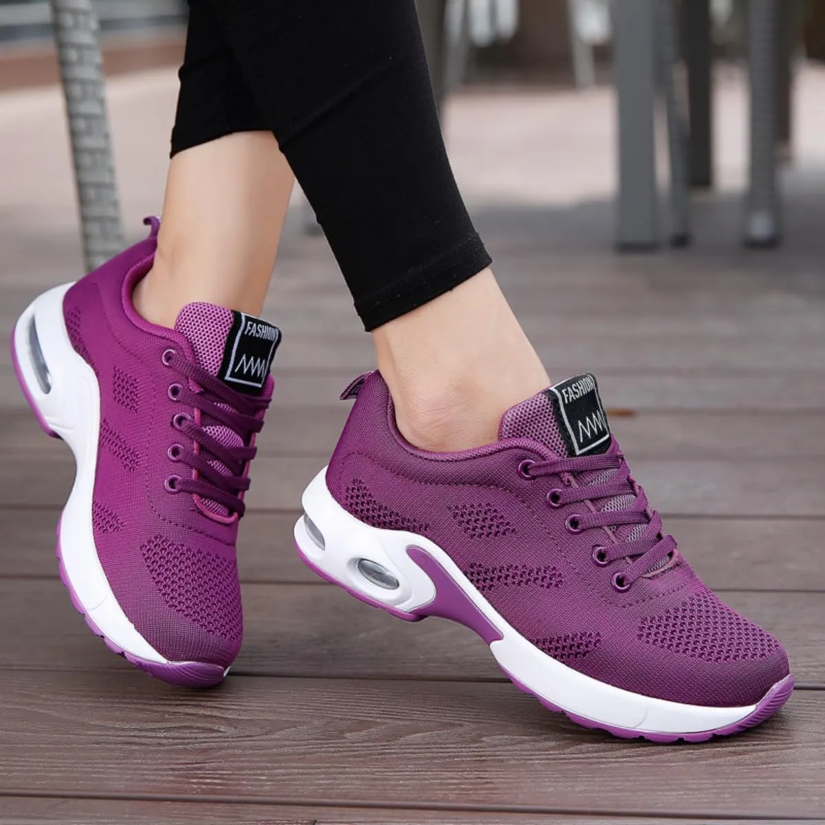 Women's Flying Knit Running Shoes - Lightweight Lace-up Sneakers for Daily Walking and Work, Garden Shoes