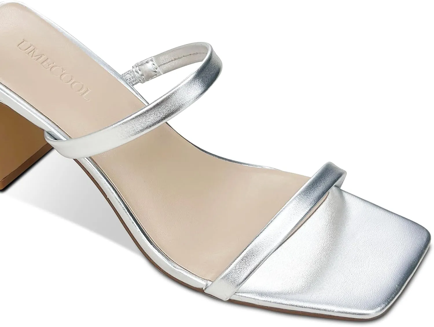 Women's Heeled Sandals Square Toe Two Strap Block Heels Sandals for Women, Slip on High-heeled Sandal Comfortable Strappy Heels for Party Wedding Dress Shoes