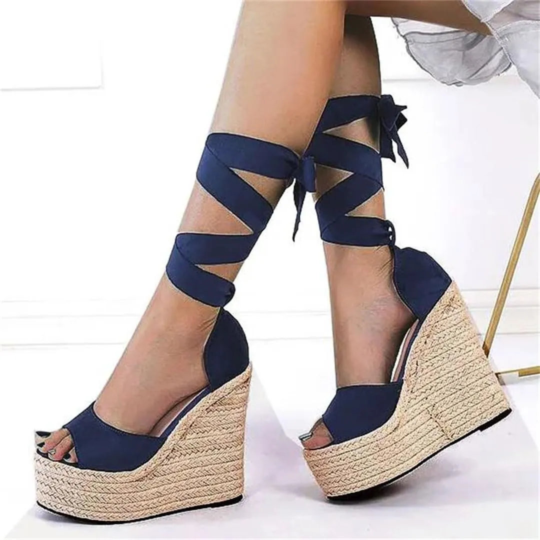 Women's High Heel Wedge Sandals With Ankle Strap Platform Peep Toe Gladiator Casual Party Shoes
