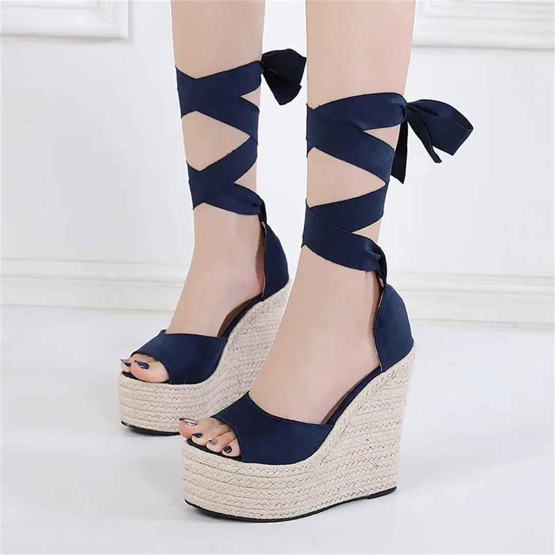 Women's High Heel Wedge Sandals With Ankle Strap Platform Peep Toe Gladiator Casual Party Shoes