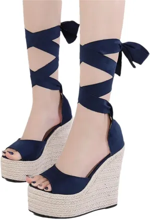 Women's High Heel Wedge Sandals With Ankle Strap Platform Peep Toe Gladiator Casual Party Shoes