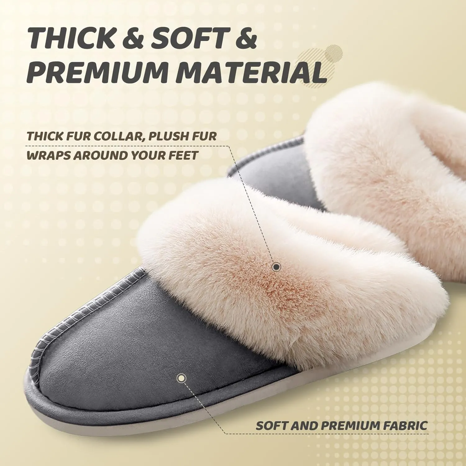 Women's House Slippers Memory Foam Fluffy Soft Slippers, Slip on Winter Warm Shoes for Women