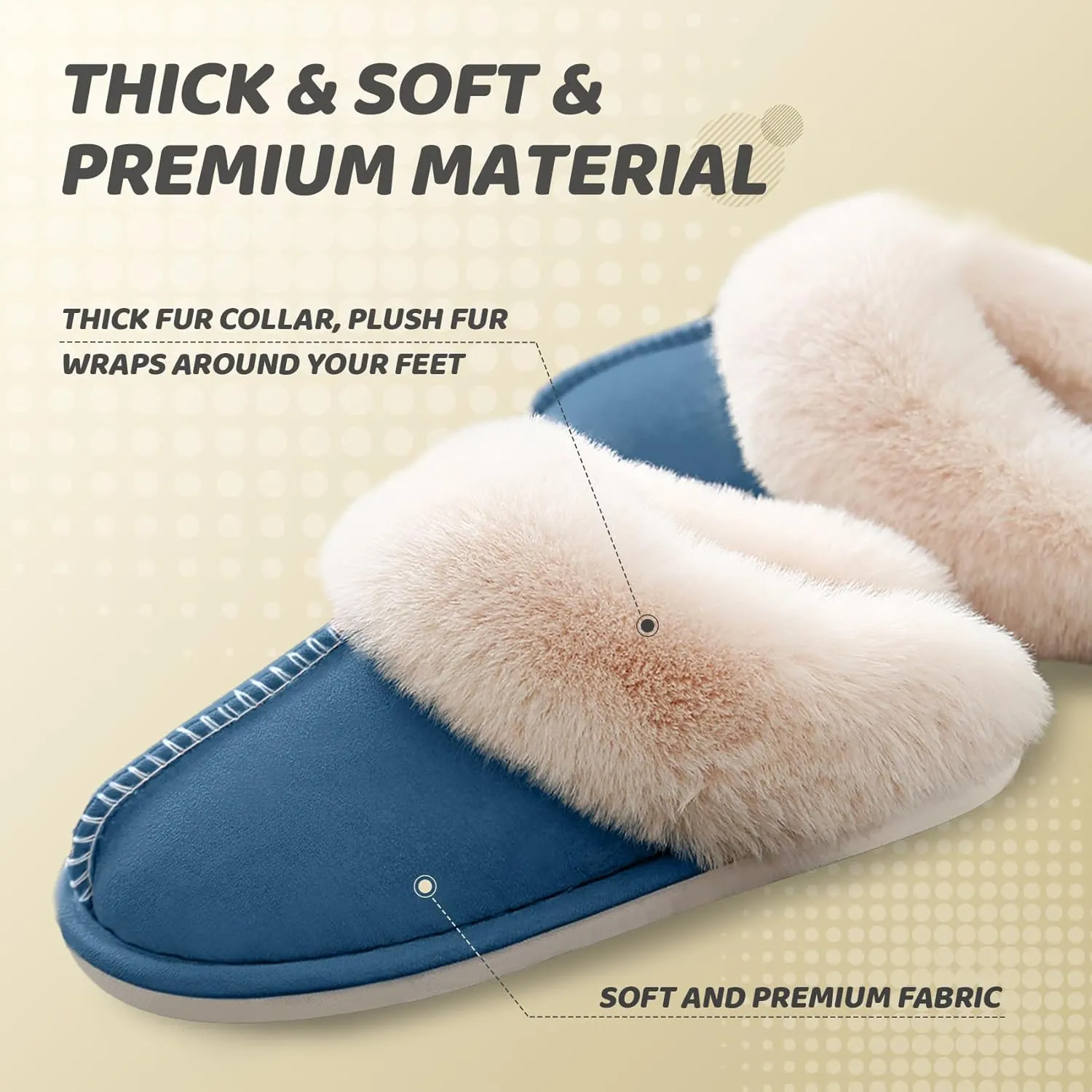 Women's House Slippers Memory Foam Fluffy Soft Slippers, Slip on Winter Warm Shoes for Women