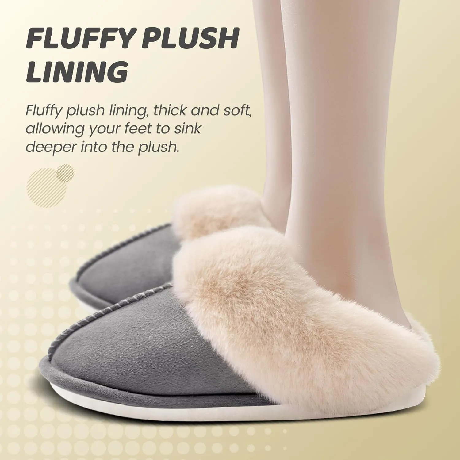 Women's House Slippers Memory Foam Fluffy Soft Slippers, Slip on Winter Warm Shoes for Women