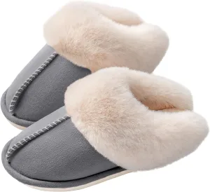 Women's House Slippers Memory Foam Fluffy Soft Slippers, Slip on Winter Warm Shoes for Women