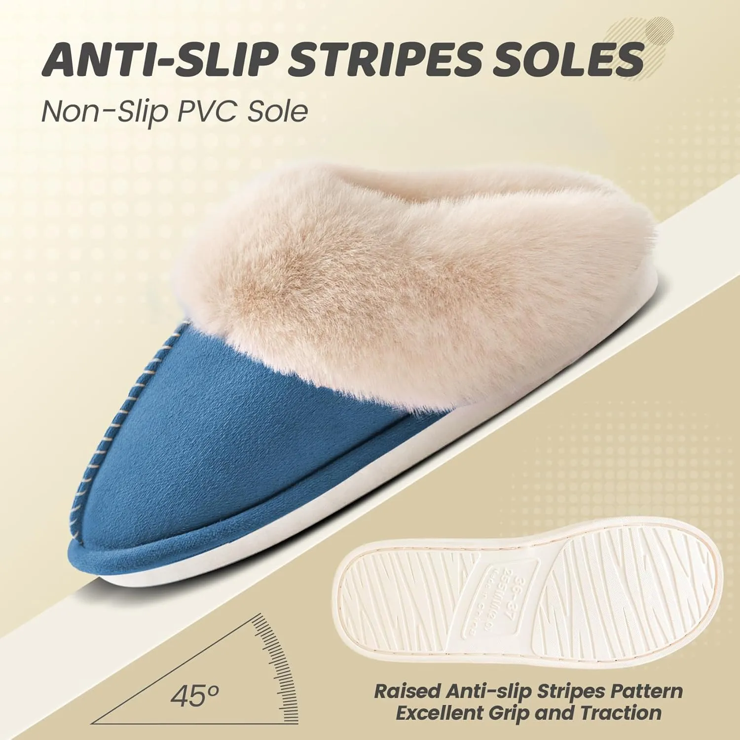 Women's House Slippers Memory Foam Fluffy Soft Slippers, Slip on Winter Warm Shoes for Women
