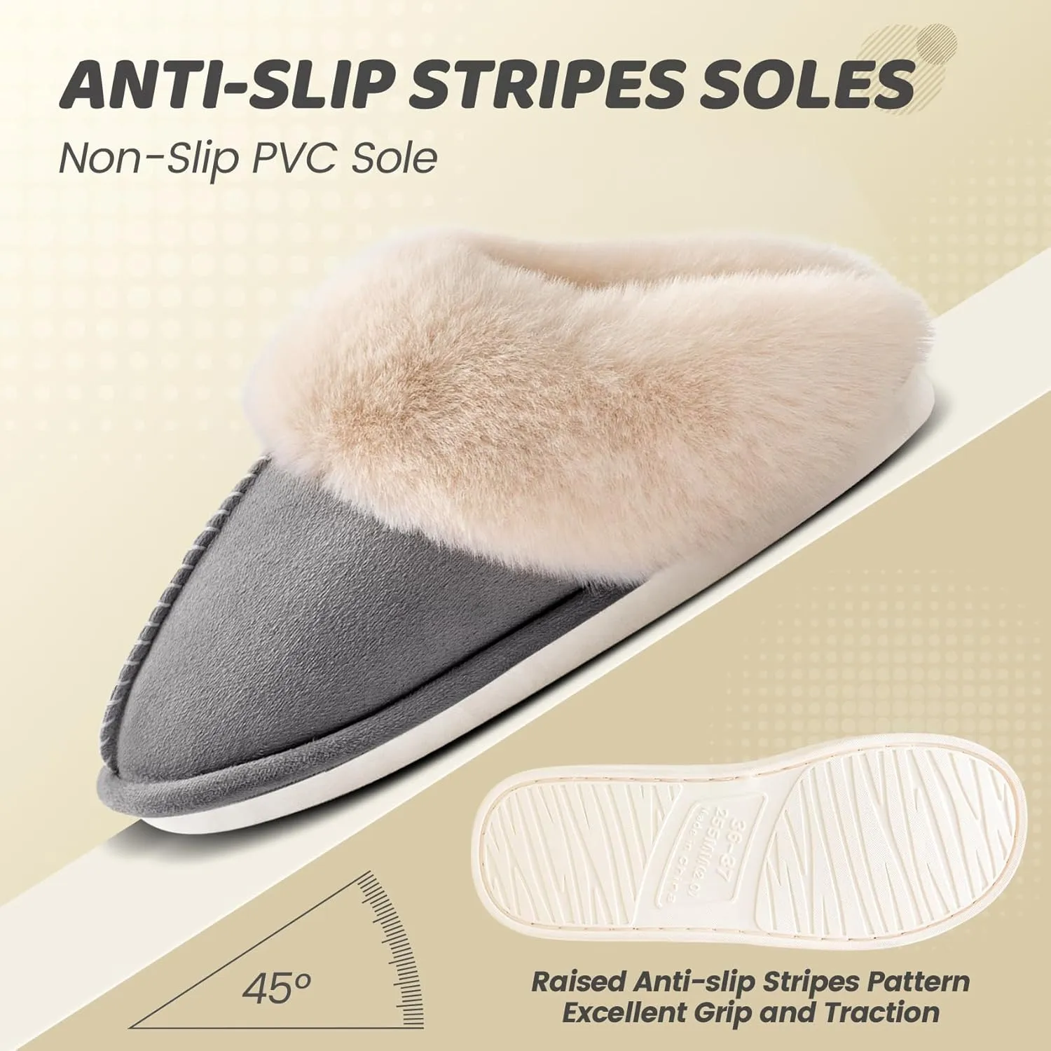 Women's House Slippers Memory Foam Fluffy Soft Slippers, Slip on Winter Warm Shoes for Women