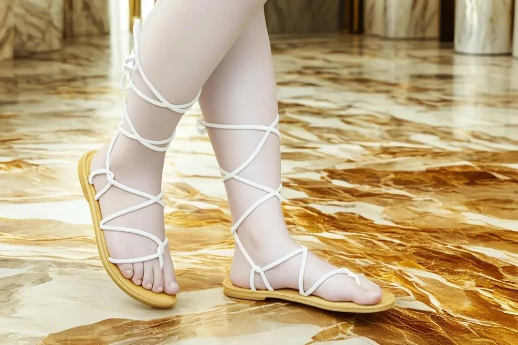 Women's Lace Up Gladiator flat Sandals Strappy Sandal for Women Dress Shoes