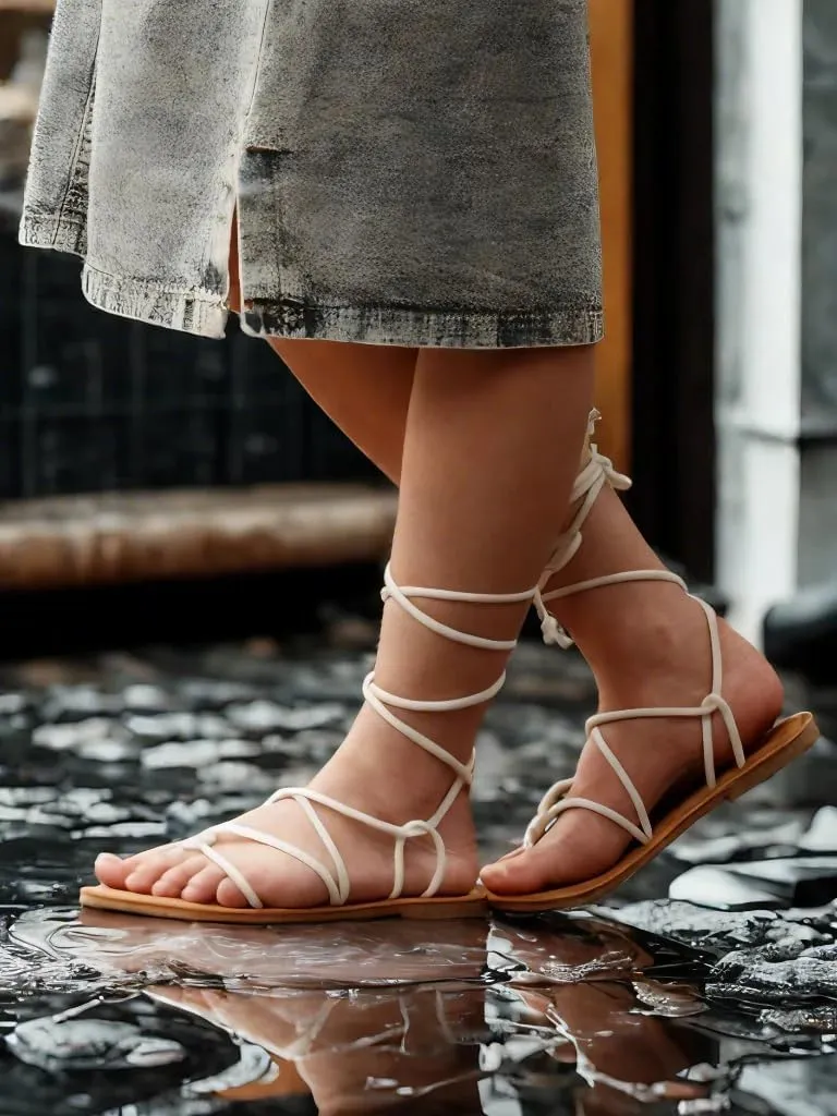 Women's Lace Up Gladiator flat Sandals Strappy Sandal for Women Dress Shoes