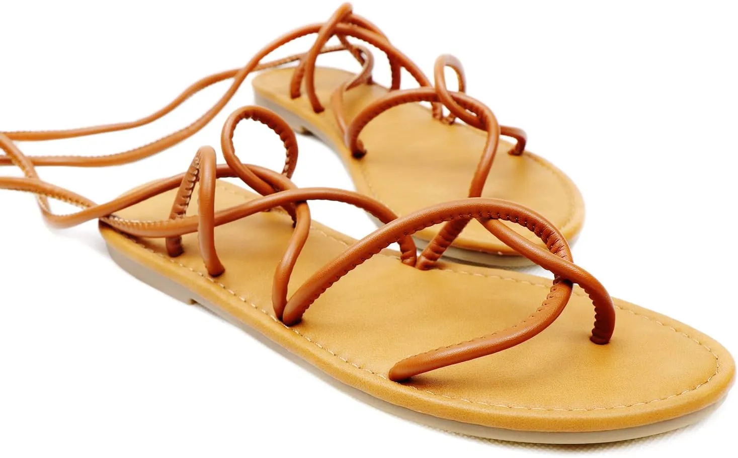 Women's Lace Up Gladiator flat Sandals Strappy Sandal for Women Dress Shoes