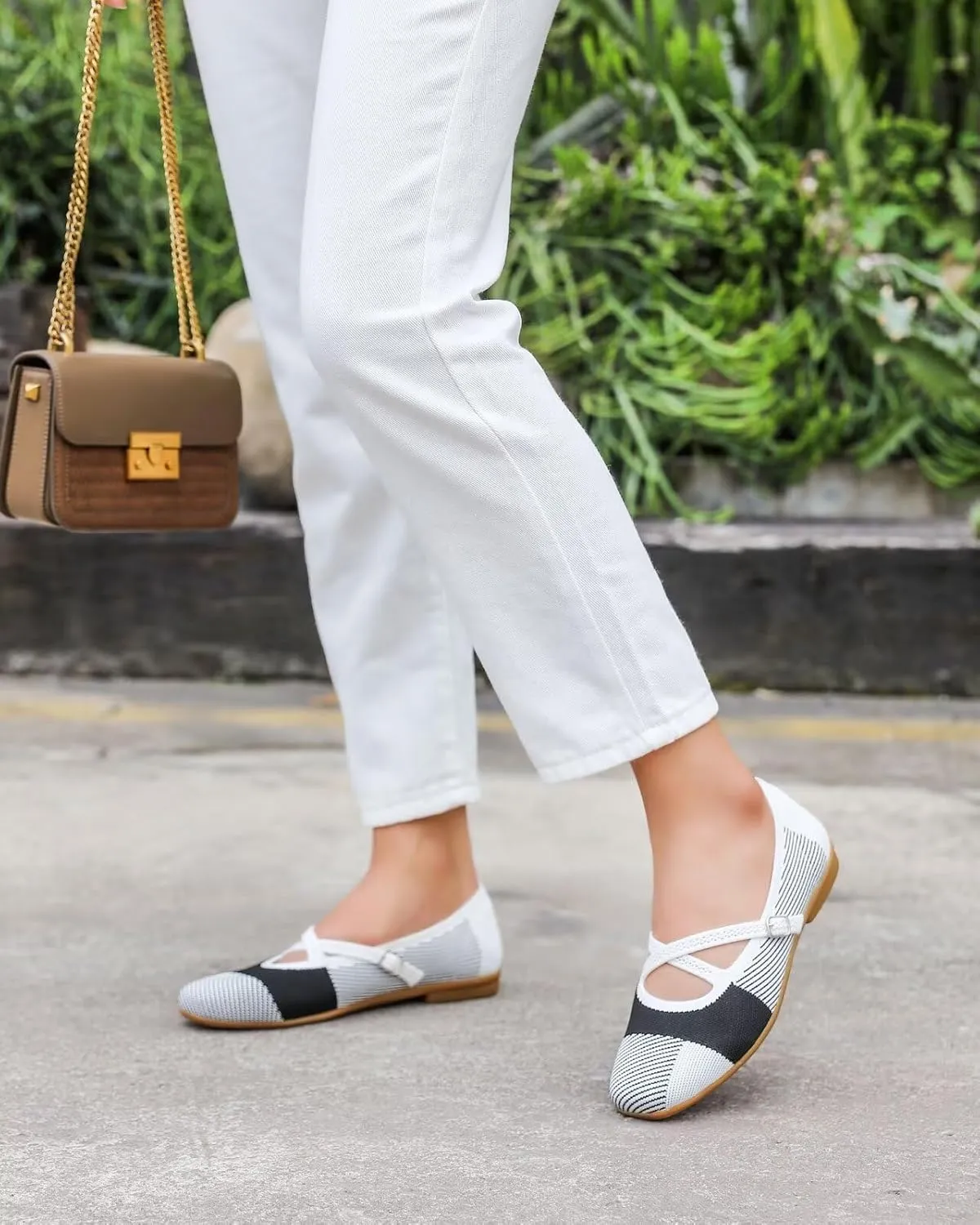 Women's Mary Jane Flats Shoes Ballet Flats with Buckle Strap Soft Work Dress Ballerina Walking Shoes