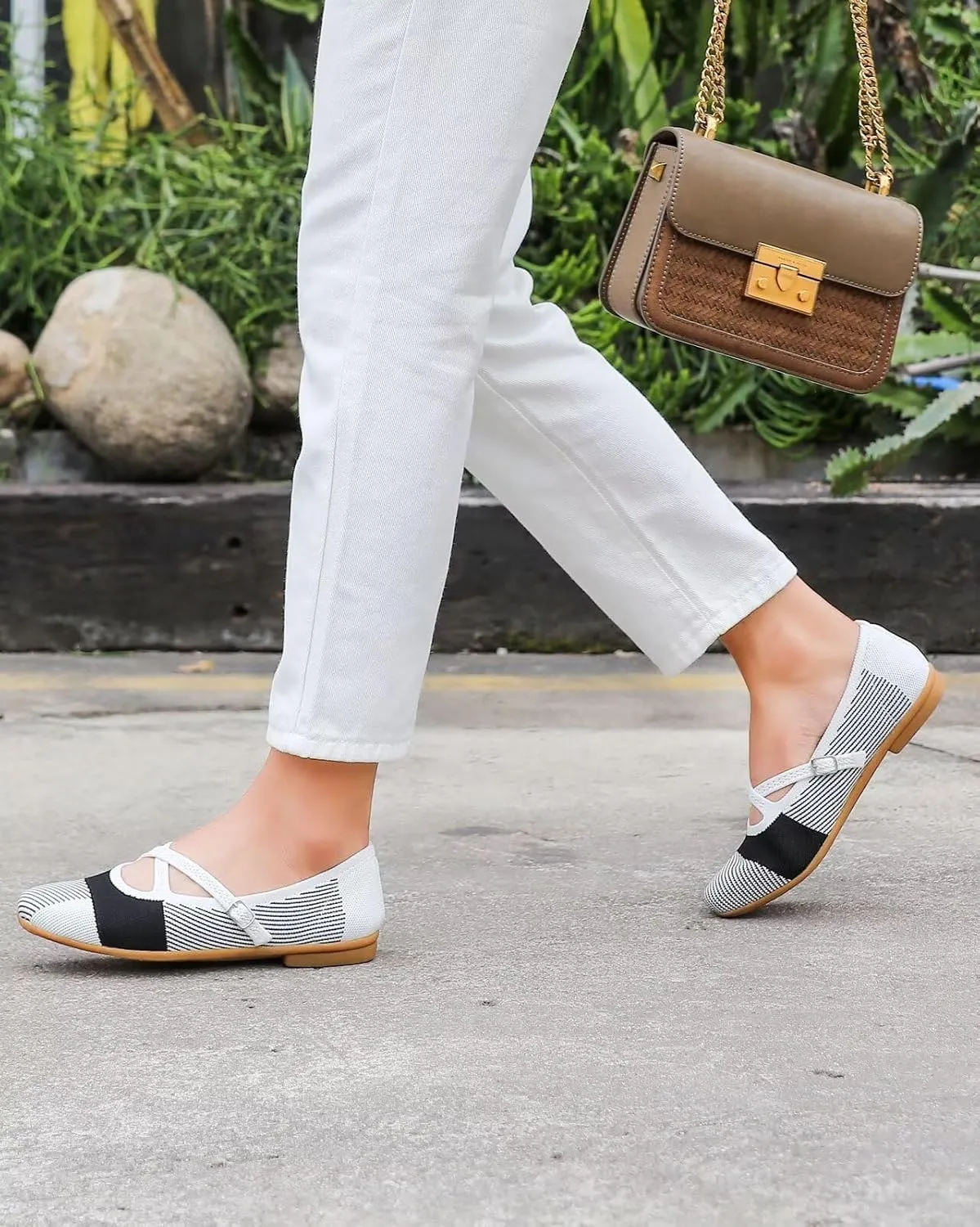 Women's Mary Jane Flats Shoes Ballet Flats with Buckle Strap Soft Work Dress Ballerina Walking Shoes