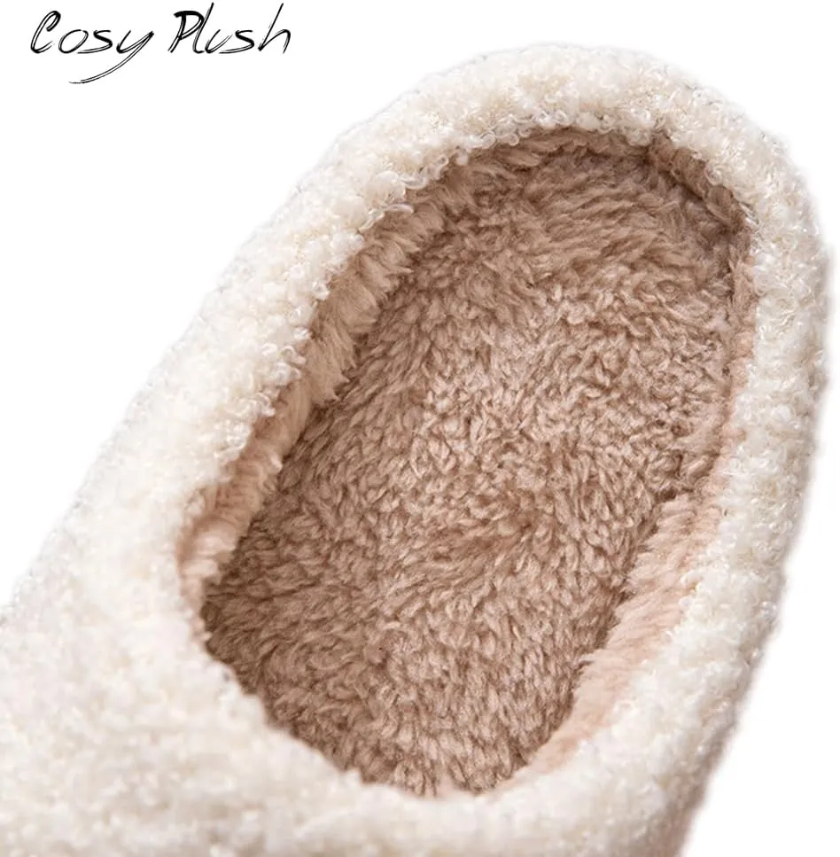 Women's Men's Retro Preppy Happy Face Slippers Comfy Warm Plush Slip-On House Slipper for Winter Indoor Soft Cushion Non-slip Fluffy Slides Slippers