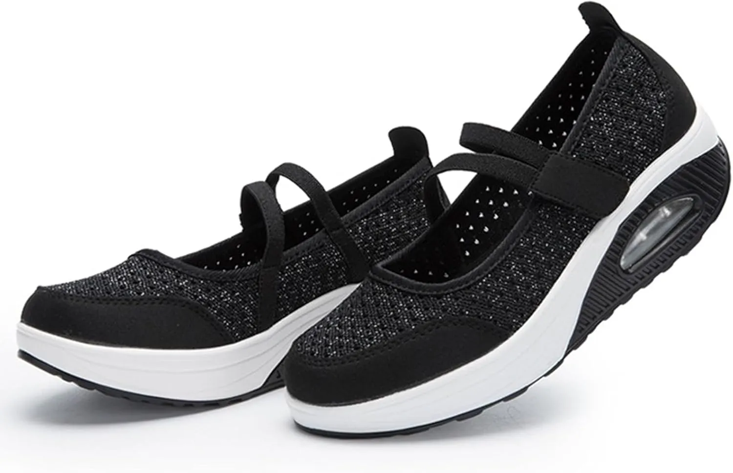 Women'S Mesh Hook and Loop Wedge Heel Platform Yaoyao Shoes Adjustable Lightweight Breathable Orthopedic Air Cushion Wedge Sneakers for Diabetes Arthritis Non Slip Nurse Shoes