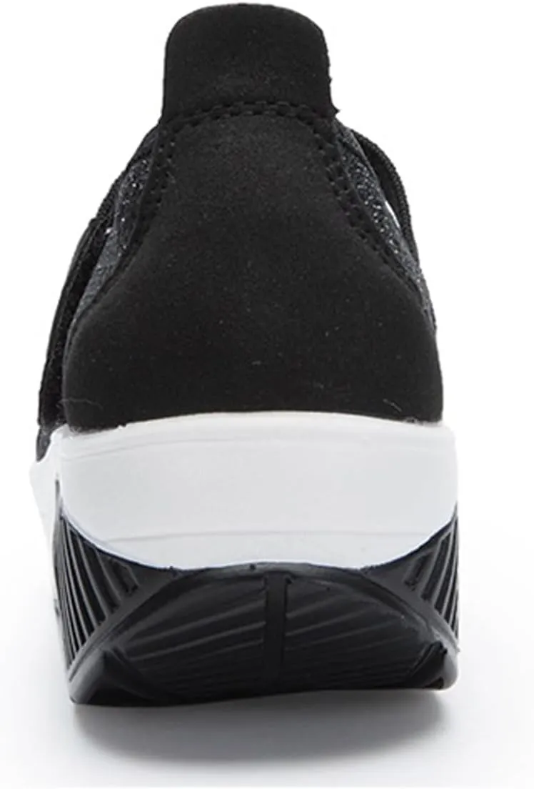 Women'S Mesh Hook and Loop Wedge Heel Platform Yaoyao Shoes Adjustable Lightweight Breathable Orthopedic Air Cushion Wedge Sneakers for Diabetes Arthritis Non Slip Nurse Shoes