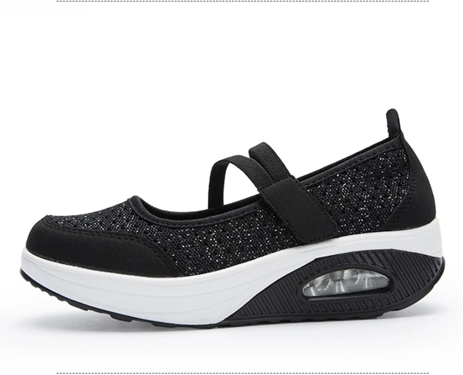 Women'S Mesh Hook and Loop Wedge Heel Platform Yaoyao Shoes Adjustable Lightweight Breathable Orthopedic Air Cushion Wedge Sneakers for Diabetes Arthritis Non Slip Nurse Shoes