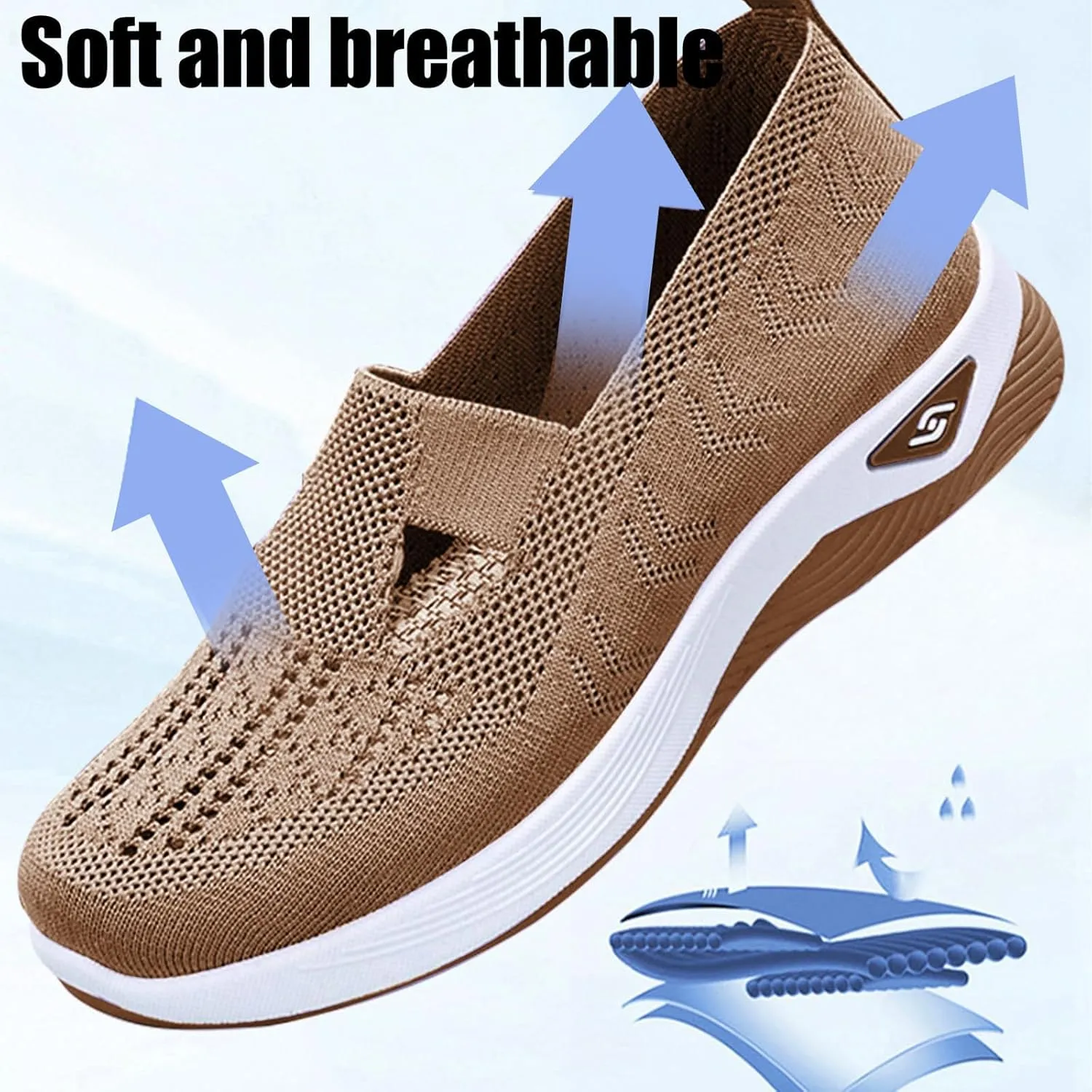 Womens Orthopedic Shoes, Woven Soft Shoes for Women, Arch Support Shoe, Breathable Slip on Foam Diabetic Sneakers