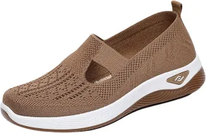Womens Orthopedic Shoes, Woven Soft Shoes for Women, Arch Support Shoe, Breathable Slip on Foam Diabetic Sneakers