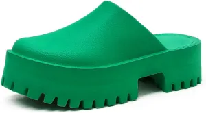 Womens Platform Mules Slip On Sandals Closed Toe Clogs Non-Slip Thick Sole Waterproof Slippers