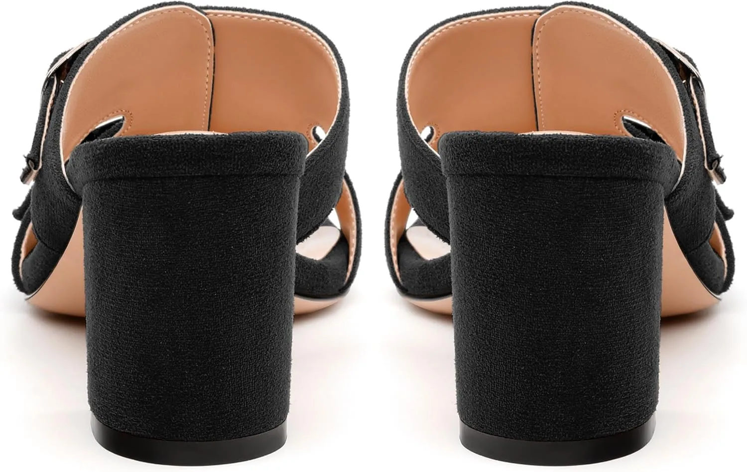 Women's Sandals, Round Toe Mid Chunky Heels, Fashion Buckle Heeled Sandal for Women 2.5 Inch