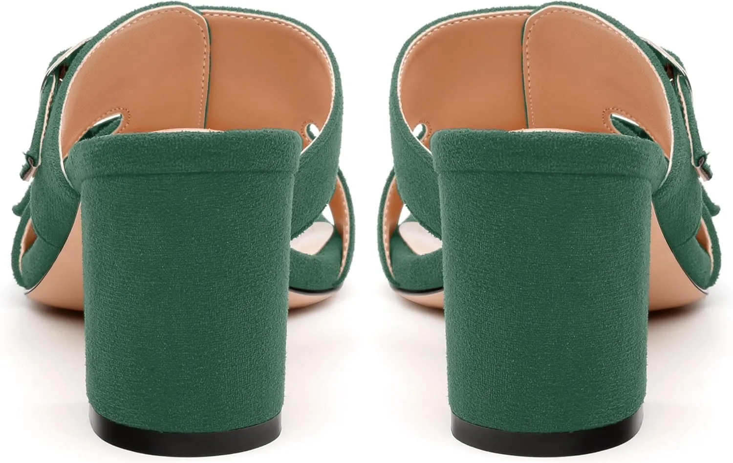 Women's Sandals, Round Toe Mid Chunky Heels, Fashion Buckle Heeled Sandal for Women 2.5 Inch