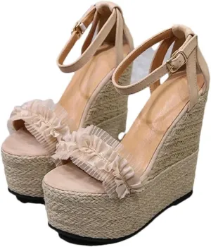 Women's Sexy Banquet Wedge Sandals Open Toe Buckle Strap High Heel Platform Casual Shoes