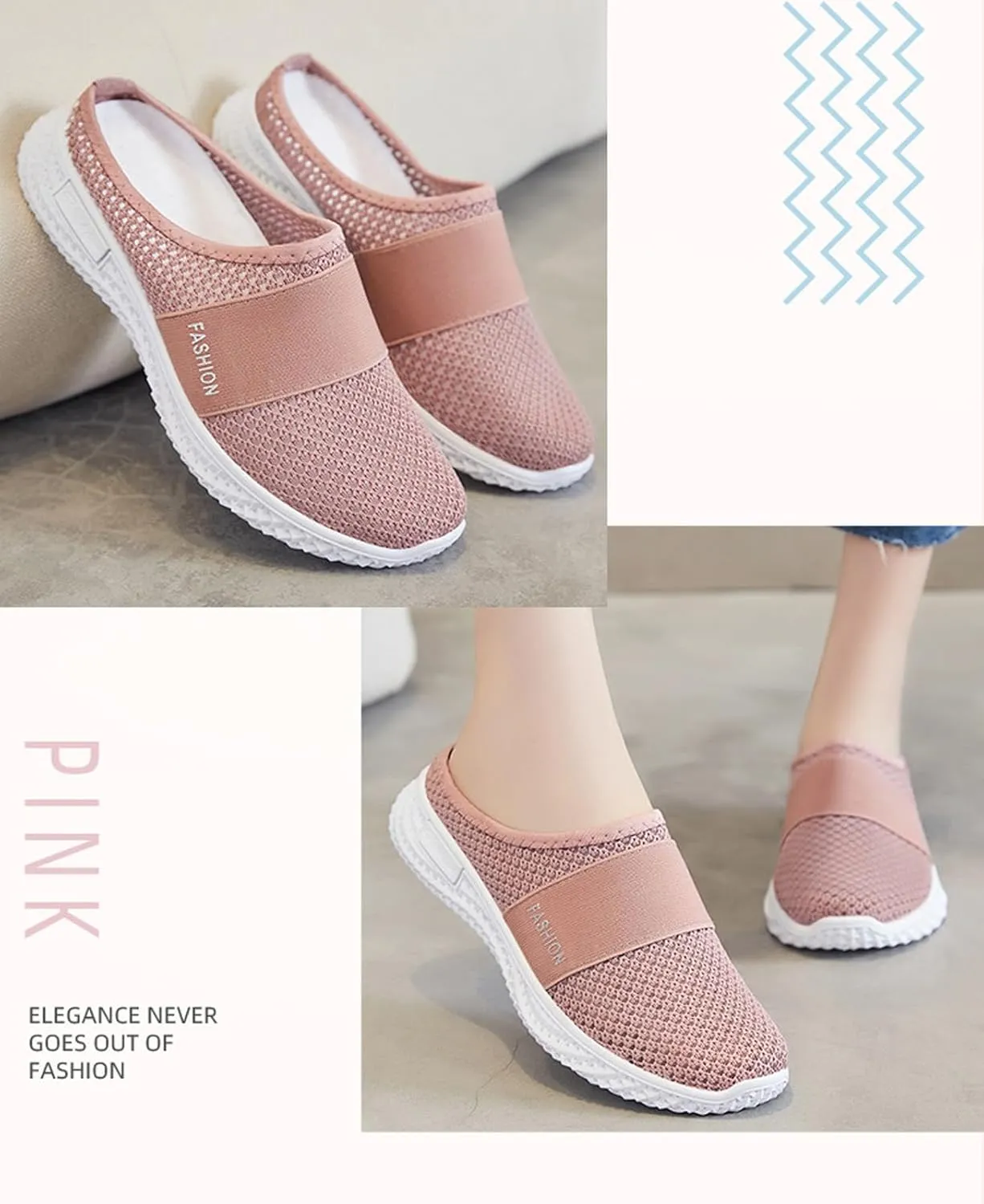 Women's Slip-On Orthopedic Arch Support Backless Slippers Platform Sneakers,Breathable Knitted Mesh Soft Comfortable Round Toe Mules Non-Slip Lightweight Soft Sole Casual Garden Clogs