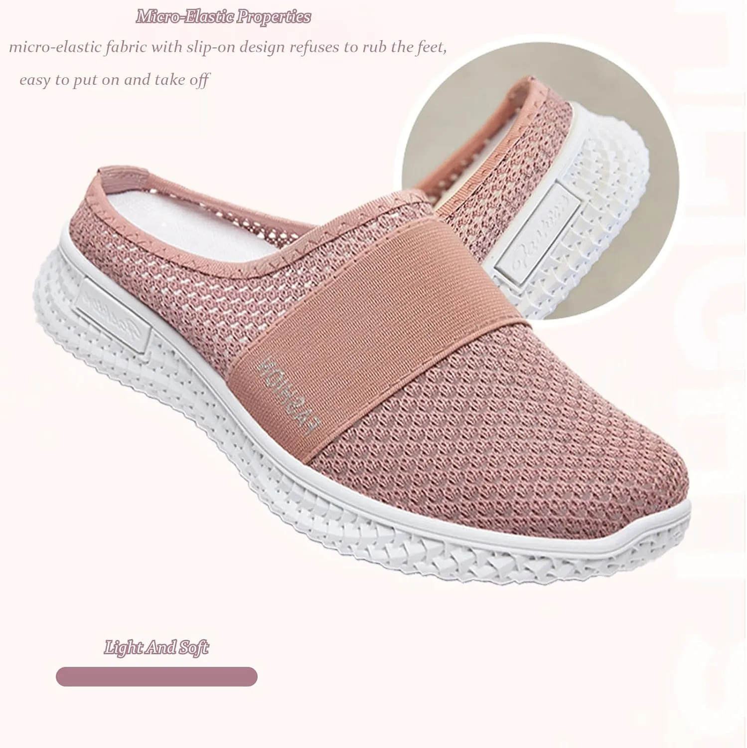 Women's Slip-On Orthopedic Arch Support Backless Slippers Platform Sneakers,Breathable Knitted Mesh Soft Comfortable Round Toe Mules Non-Slip Lightweight Soft Sole Casual Garden Clogs