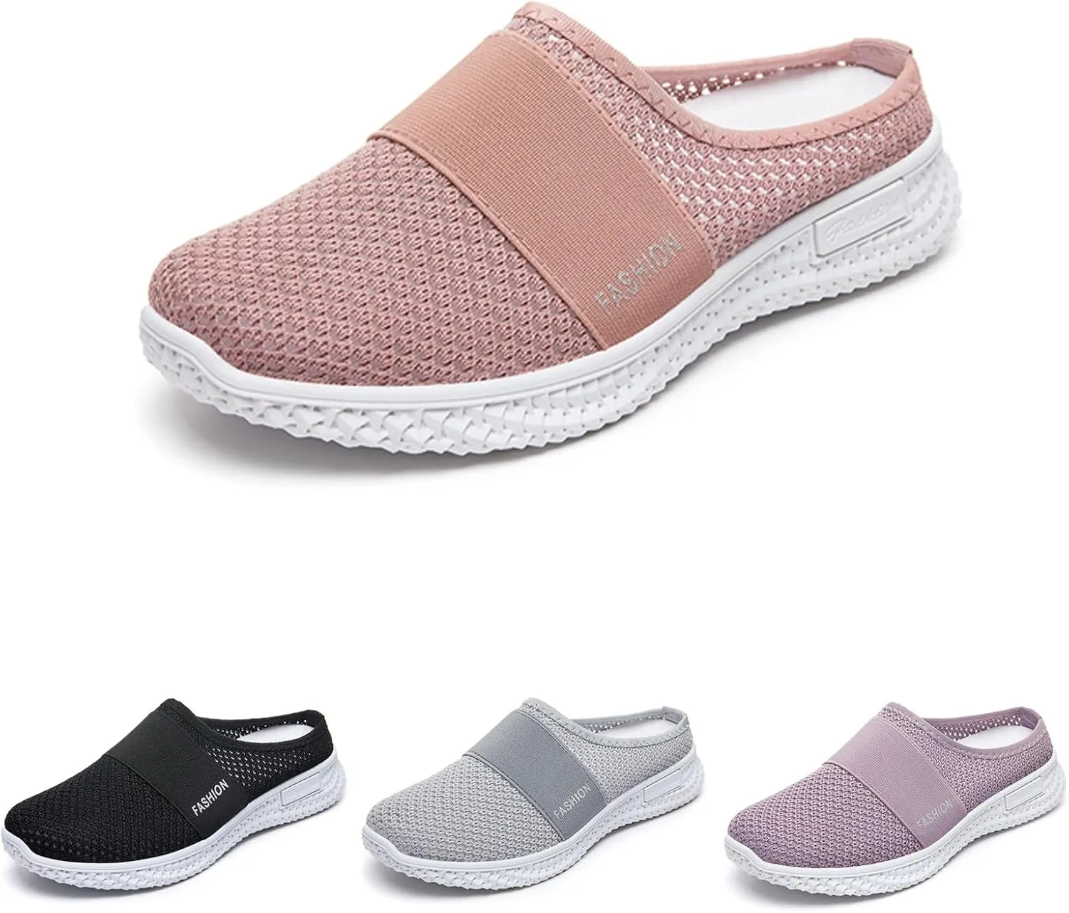 Women's Slip-On Orthopedic Arch Support Backless Slippers Platform Sneakers,Breathable Knitted Mesh Soft Comfortable Round Toe Mules Non-Slip Lightweight Soft Sole Casual Garden Clogs
