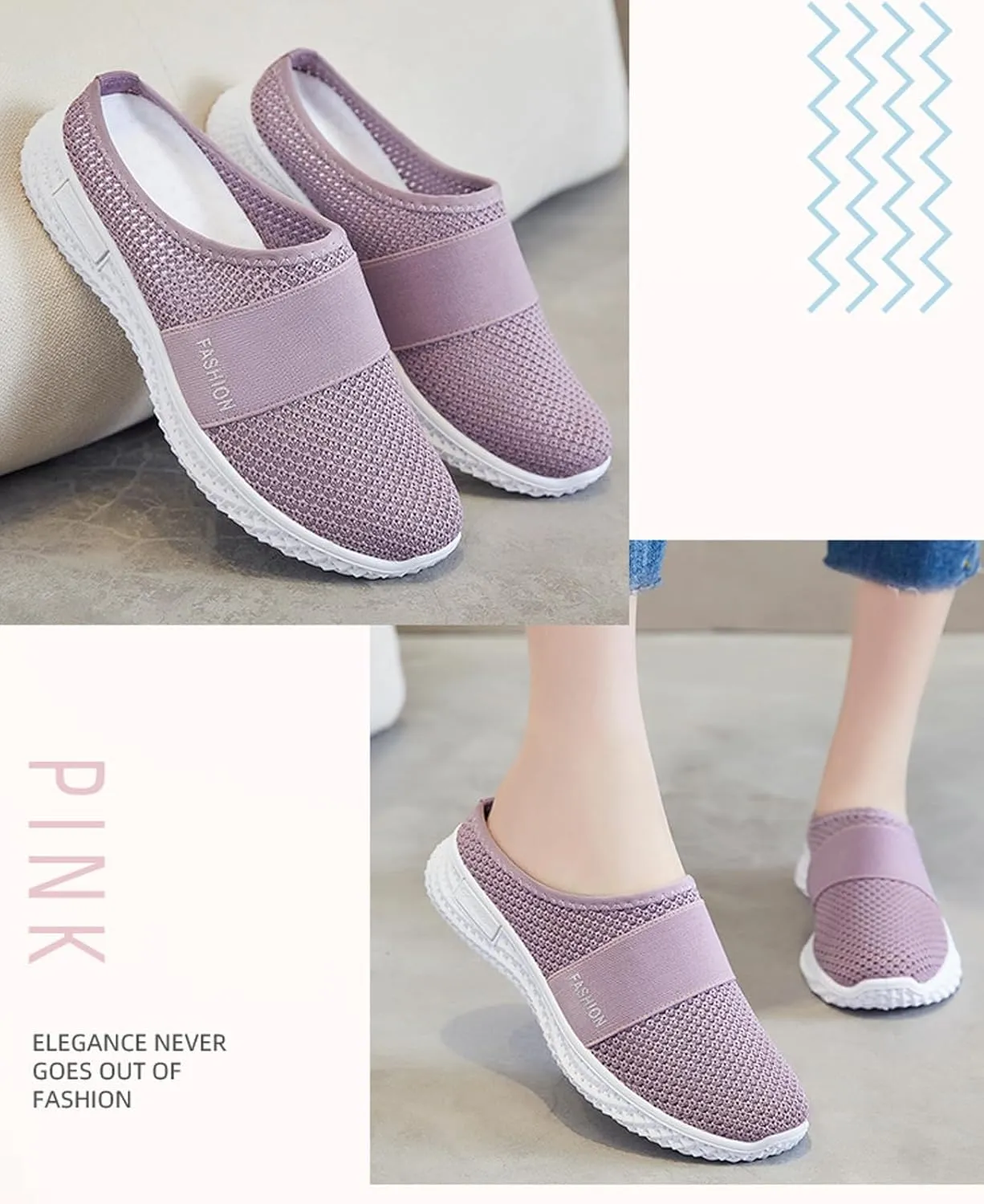 Women's Slip-On Orthopedic Arch Support Backless Slippers Platform Sneakers,Breathable Knitted Mesh Soft Comfortable Round Toe Mules Non-Slip Lightweight Soft Sole Casual Garden Clogs