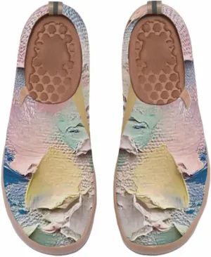 Women's Slip On Sneakers Casual Loafers Knitted Art Painted Comfort Soft Walking Shoes Oil Painting