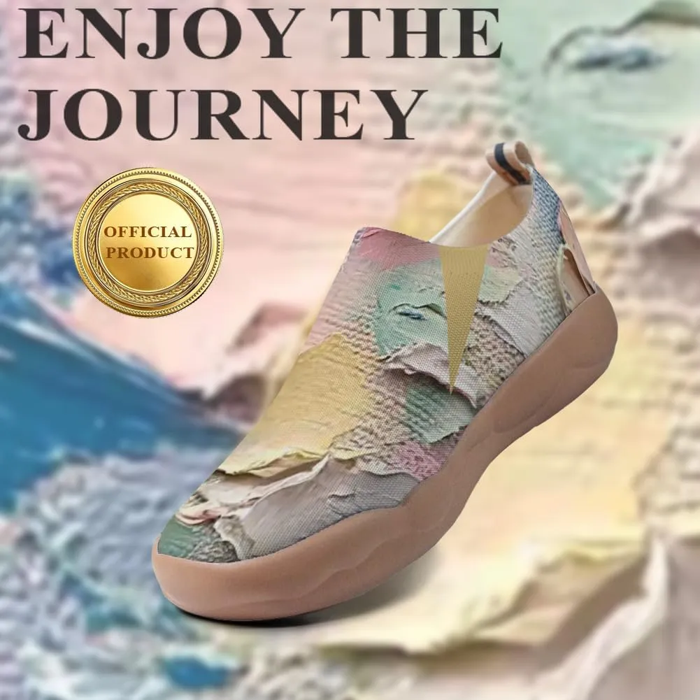 Women's Slip On Sneakers Casual Loafers Knitted Art Painted Comfort Soft Walking Shoes Oil Painting