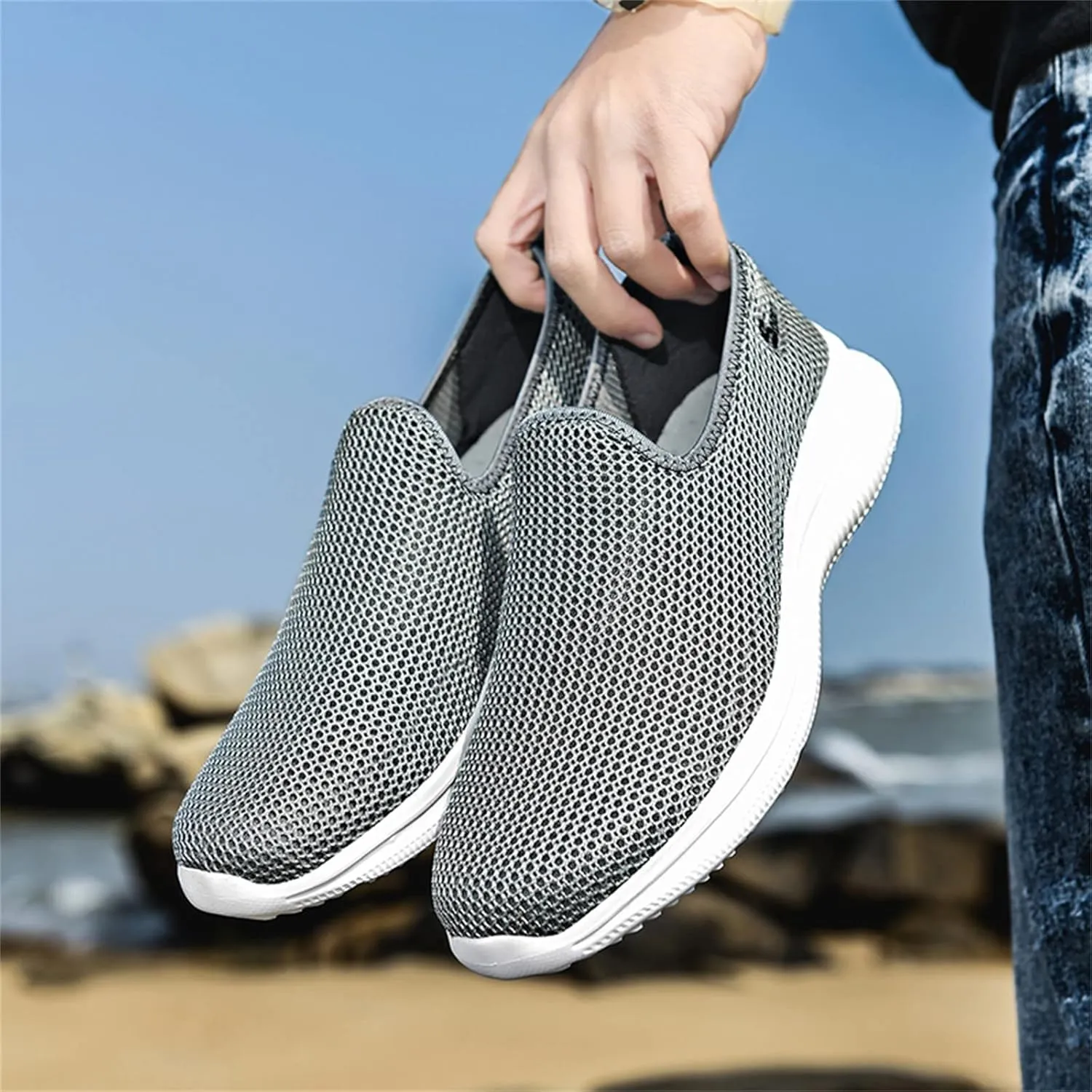 Womens Slip on Walking Shoes Comfort Lightweight Non Slip Work Shoes Women Mesh Breathable Men Shoes Casual Waterproof Sneakers Black Tennis Shoe Trainers Shoe