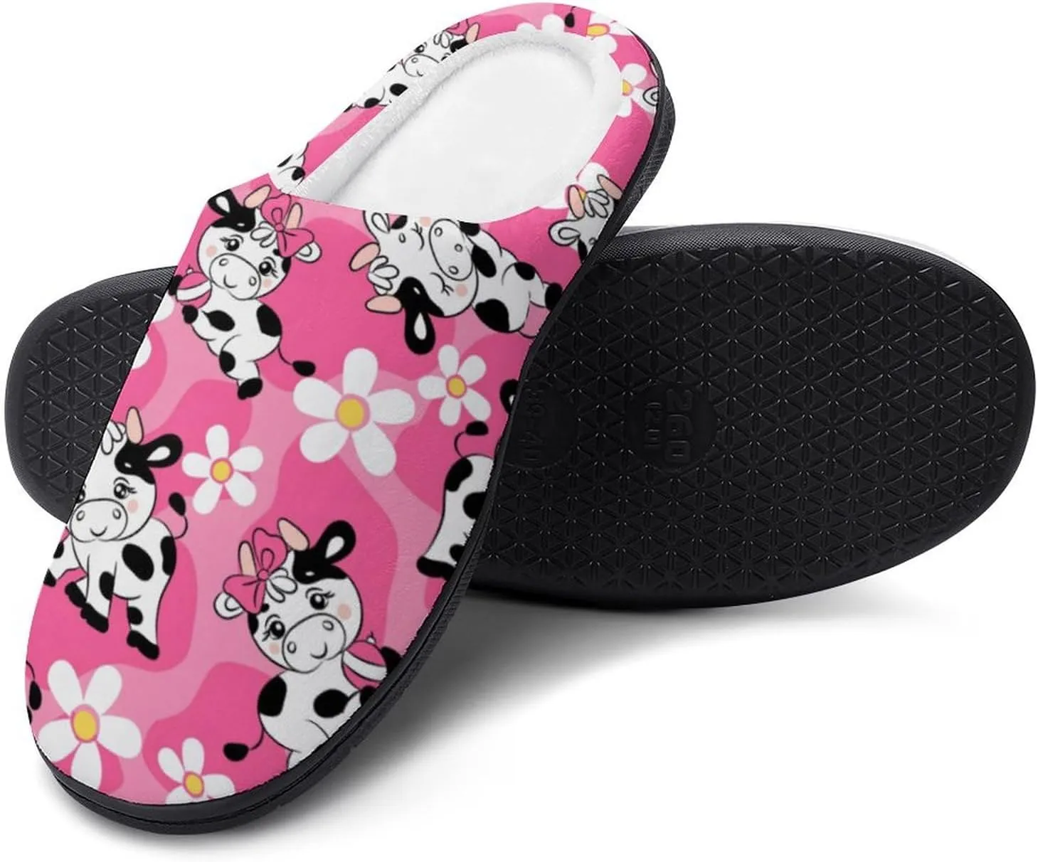 Womens Slippers Bedroom Slip-On Shoes Ladies Merry Christmas Print Slippers Warm Cotton House Slippers Indoor Outdoor