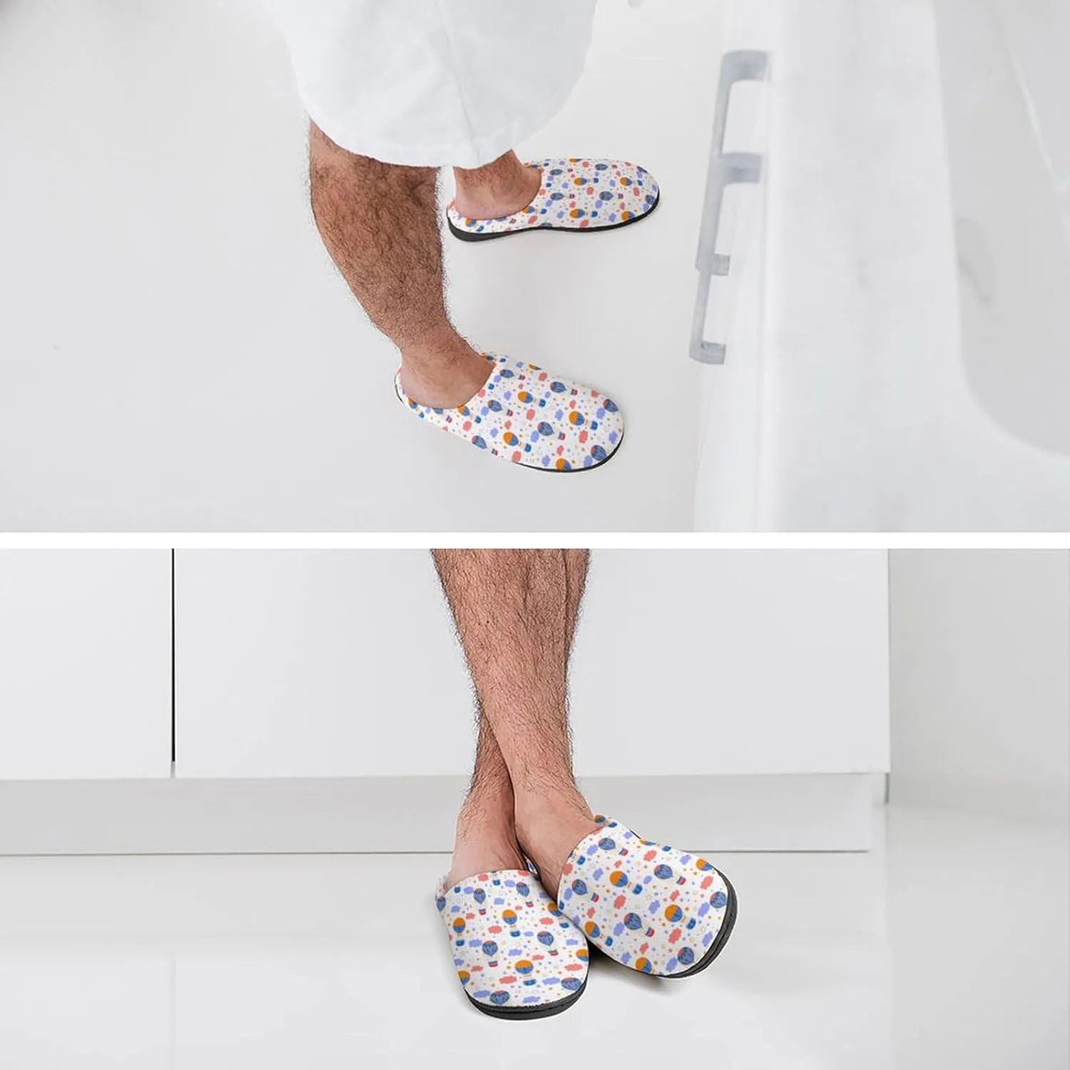 Womens Slippers Bedroom Slip-On Shoes Ladies Merry Christmas Print Slippers Warm Cotton House Slippers Indoor Outdoor