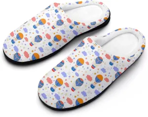 Womens Slippers Bedroom Slip-On Shoes Ladies Merry Christmas Print Slippers Warm Cotton House Slippers Indoor Outdoor