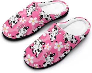 Womens Slippers Bedroom Slip-On Shoes Ladies Merry Christmas Print Slippers Warm Cotton House Slippers Indoor Outdoor