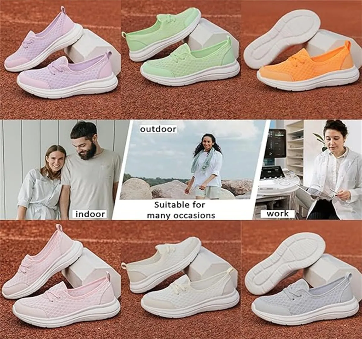 Women's Soft Sole Mesh Comfort Orthopedic Shoes,Lightweight Arch Support Walk Shoes,Slip On Flat Low Top Casual Sneaker