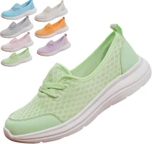 Women's Soft Sole Mesh Comfort Orthopedic Shoes,Lightweight Arch Support Walk Shoes,Slip On Flat Low Top Casual Sneaker