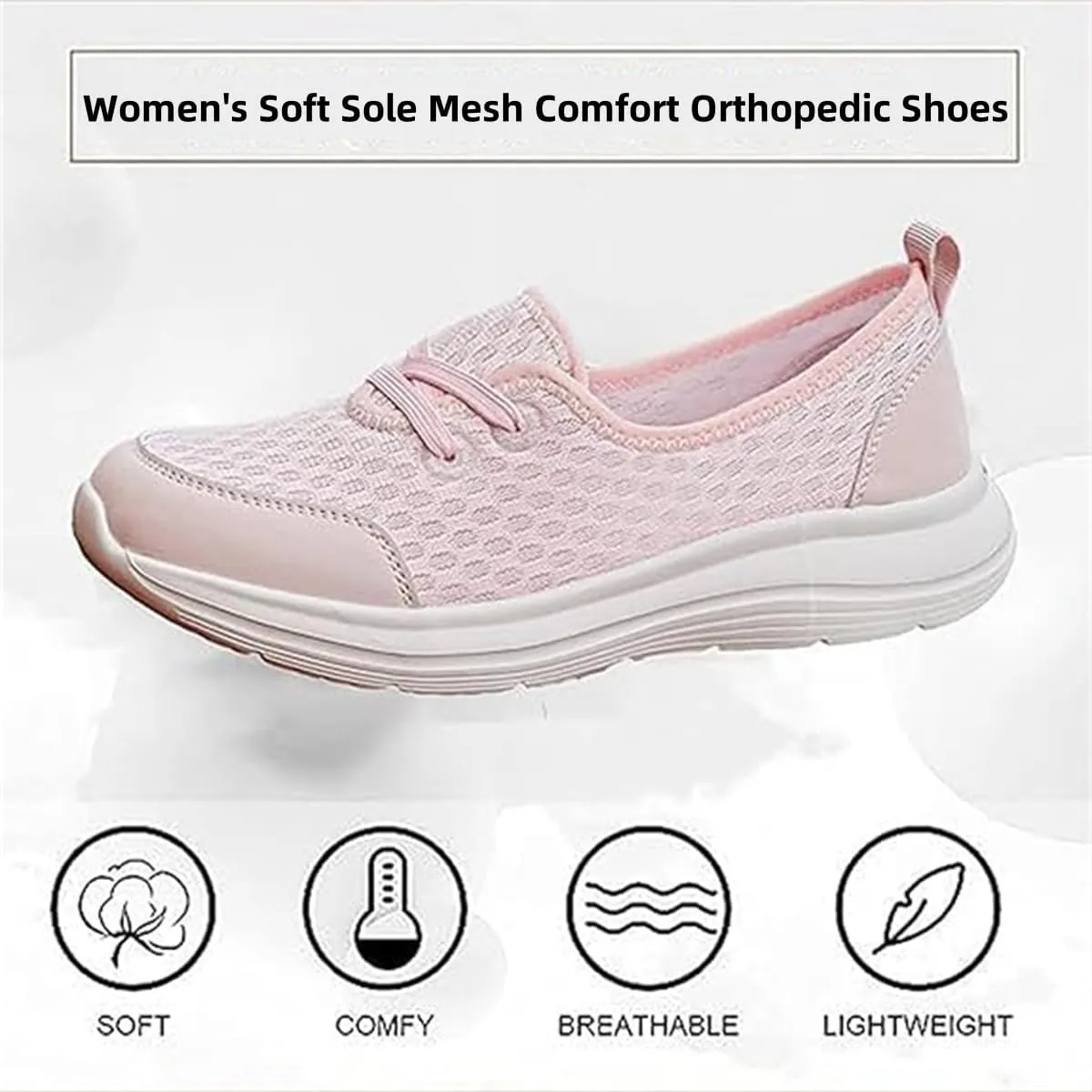 Women's Soft Sole Mesh Comfort Orthopedic Shoes,Lightweight Arch Support Walk Shoes,Slip On Flat Low Top Casual Sneaker