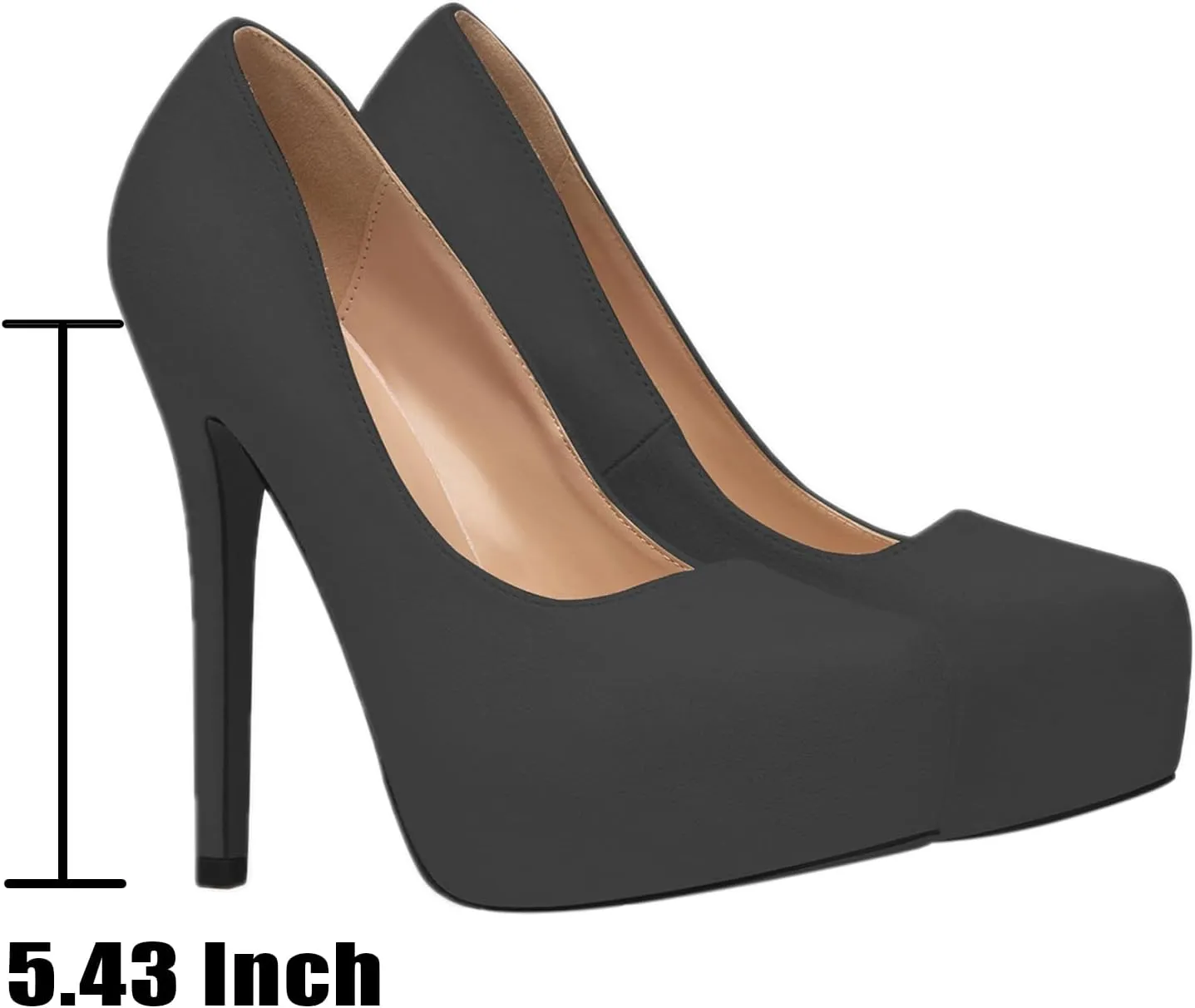 Women's Suede Stiletto Round Toe Platform Sexy Party Pumps Slip On Fashion 5.43 in Slip On Super High Heel Prom Wedding Dress Shoes
