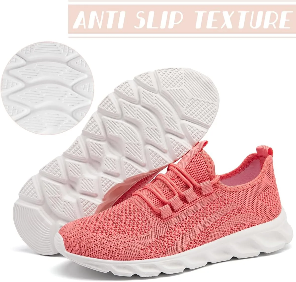 Womens Walking Shoes Slip On Tennis Running Fashion Sneakers for Sport Workout Gym Athletic Outdoor Jogging Exercise Lightweight Breathbale Shoe
