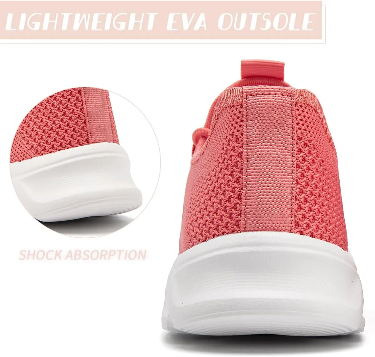 Womens Walking Shoes Slip On Tennis Running Fashion Sneakers for Sport Workout Gym Athletic Outdoor Jogging Exercise Lightweight Breathbale Shoe