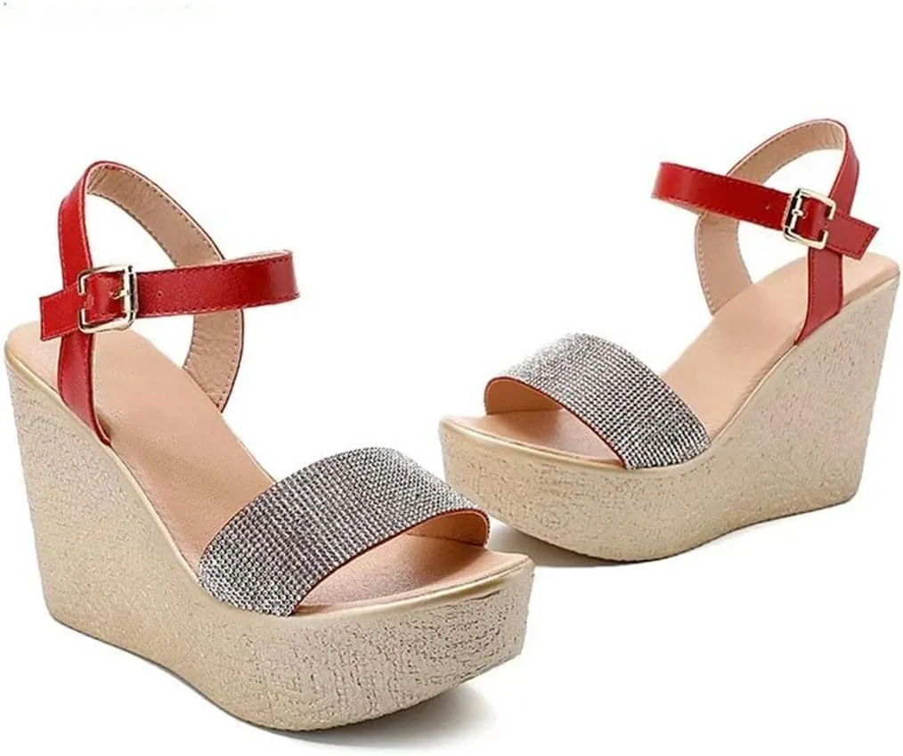 Women's Wedge Sandals With Ankle Strap Platform High Heel Office Casual Wedge Shoes