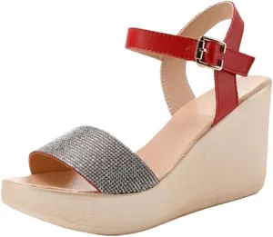 Women's Wedge Sandals With Ankle Strap Platform High Heel Office Casual Wedge Shoes